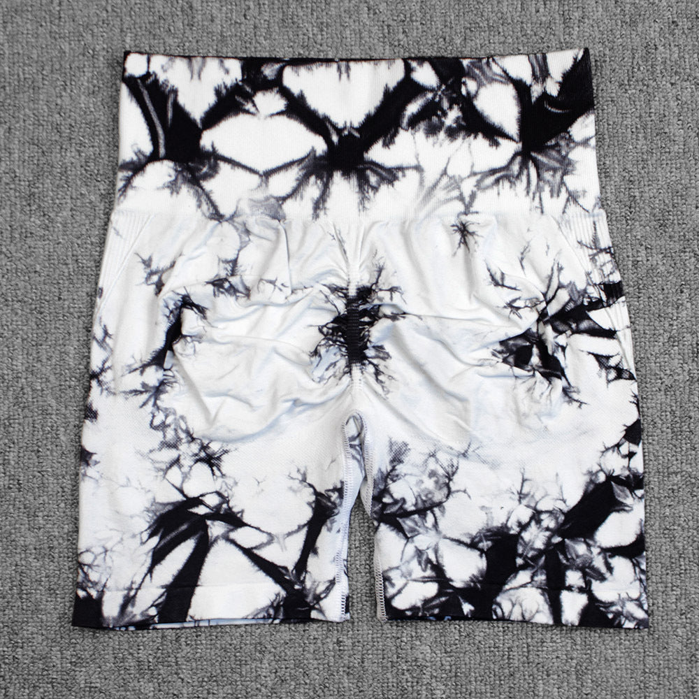 Tie-dye Printed Yoga Shorts