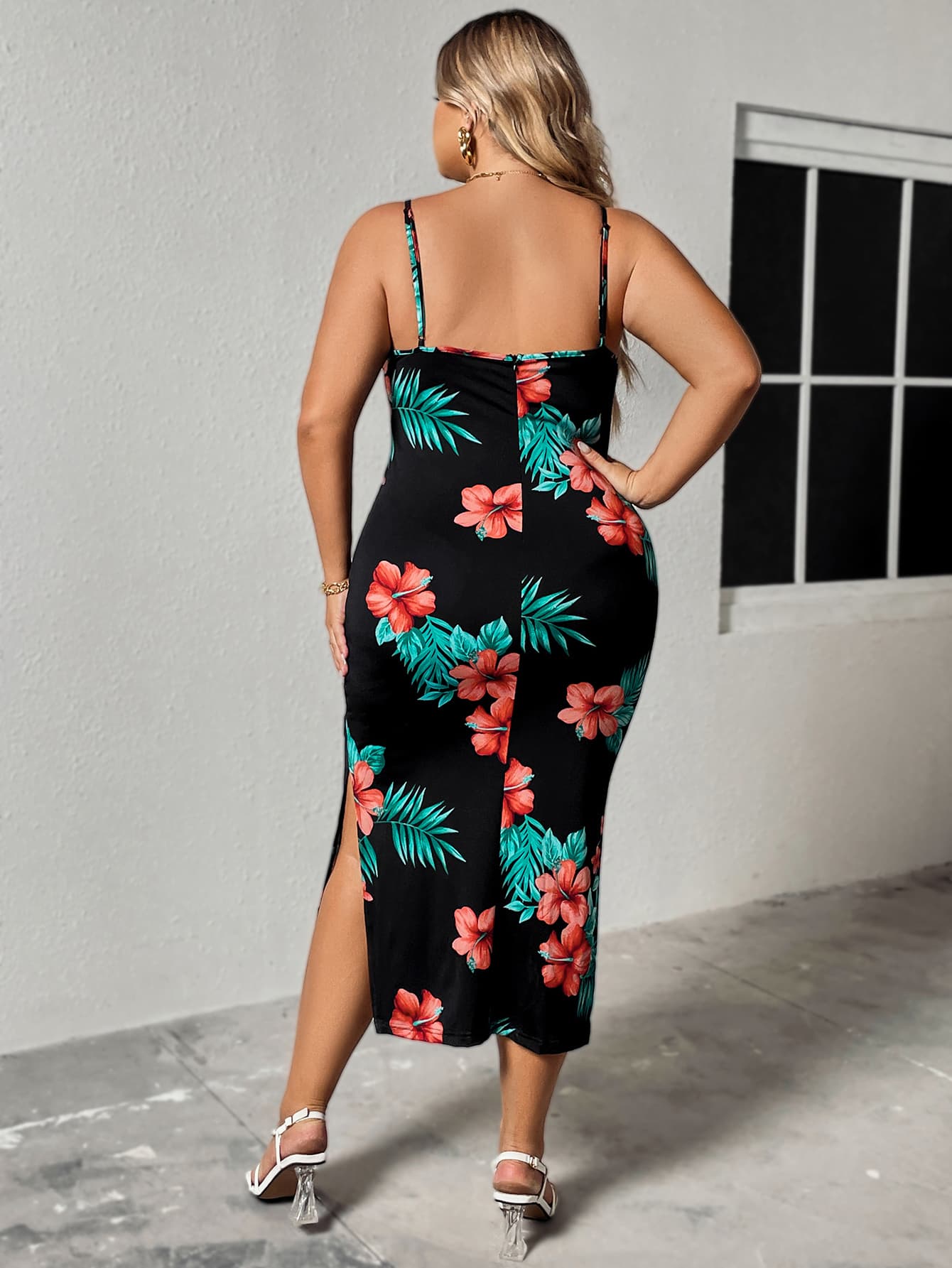 Her Size Floral Spaghetti Strap Dress