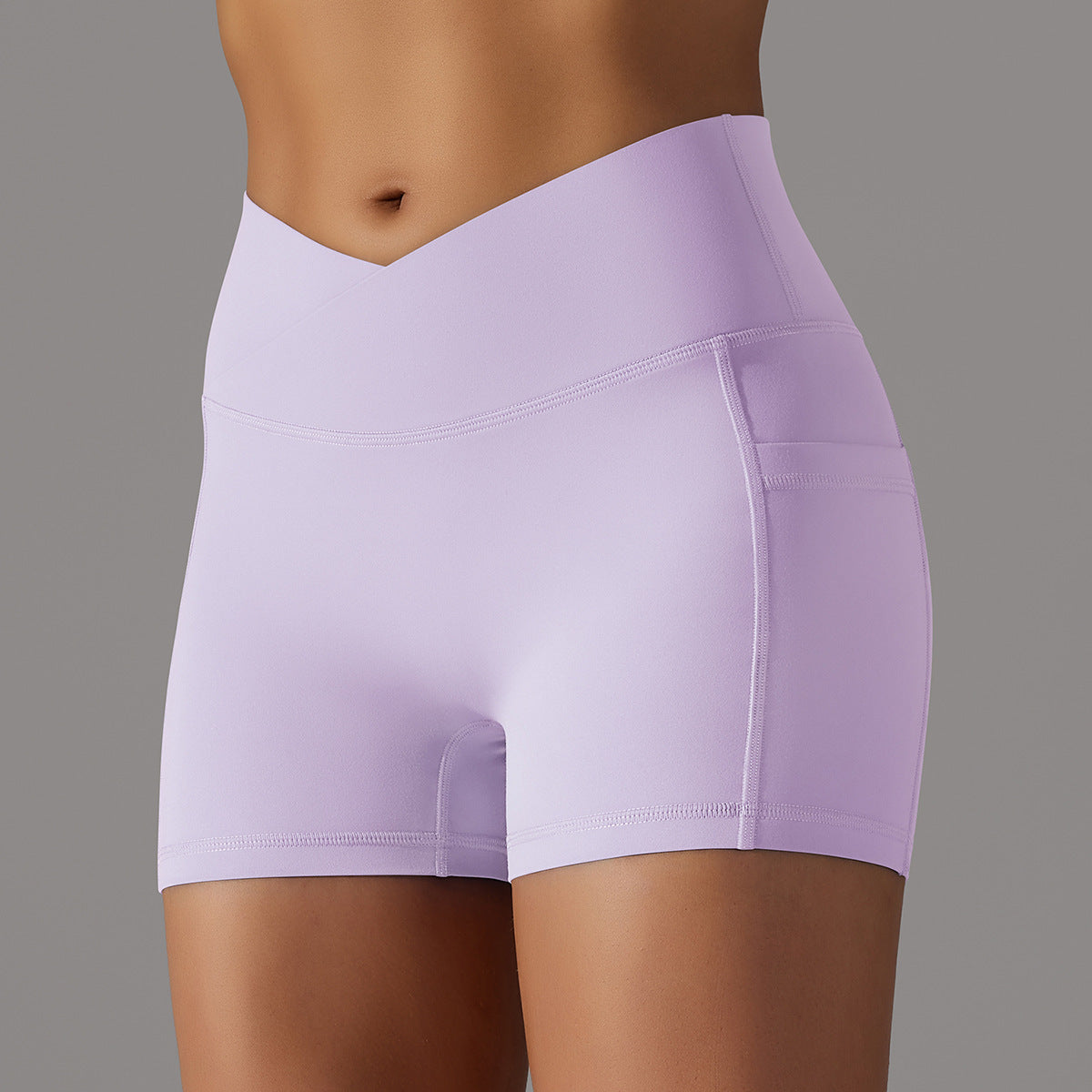 Yoga Shorts With Phone Pocket Ruched Design