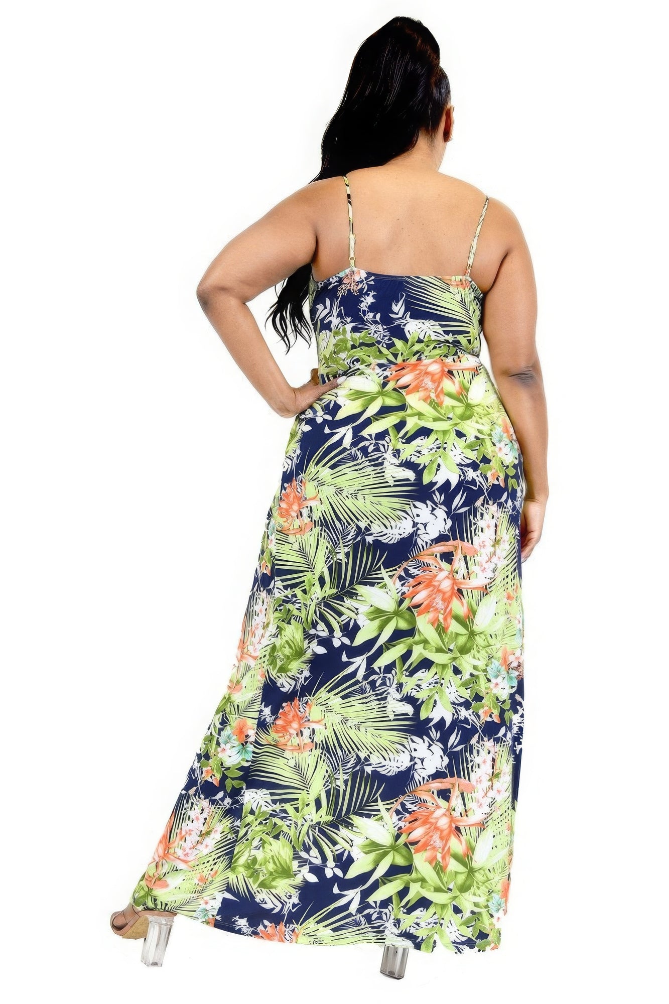 Plus Tropical Leaf Maxi Dress