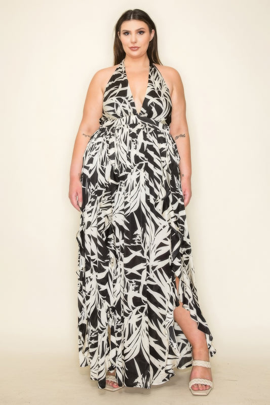 Crinkle Satin Halter  Maxi Dress