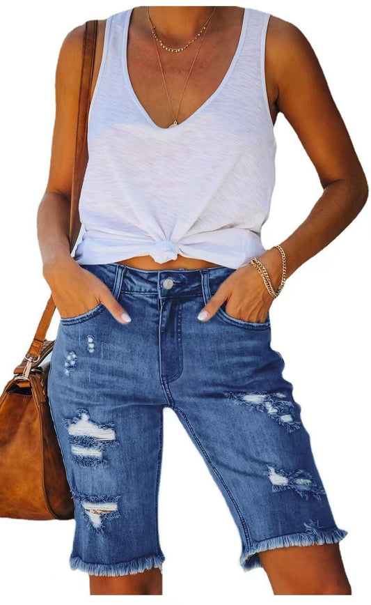 Summer Mid-waist Jean Shorts