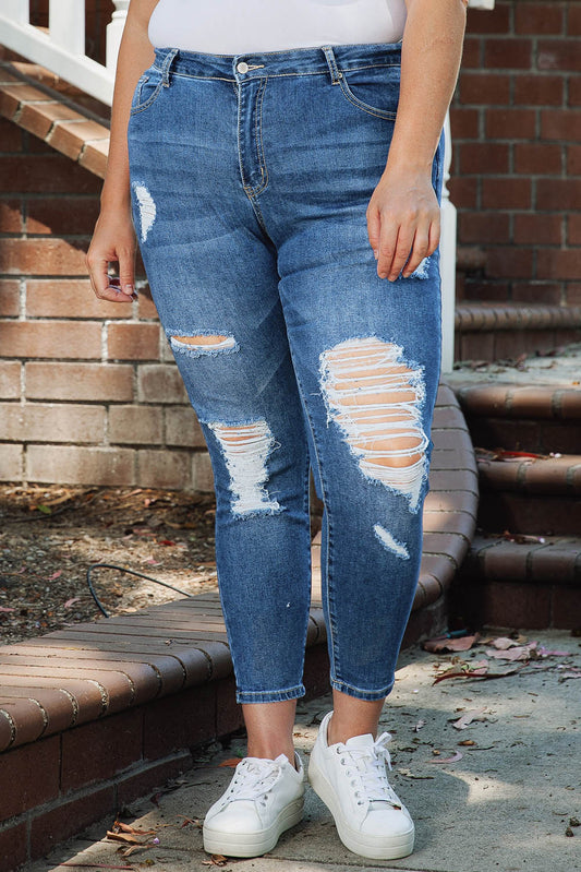 Thick Size Distressed Skinny Jeans