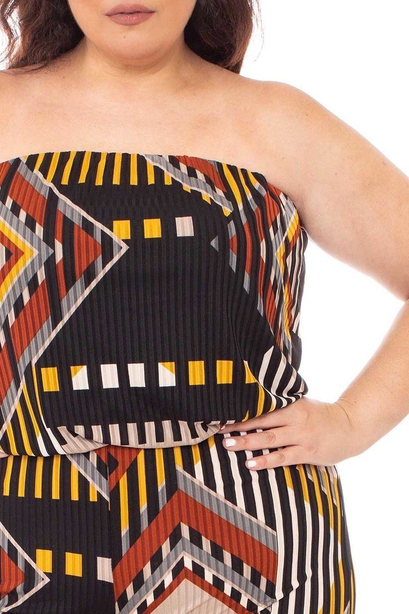 Abstract Print Plus Size Jumpsuit