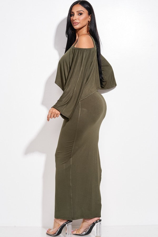 Solid Rayon Spandex Midi Dress & Cape Set