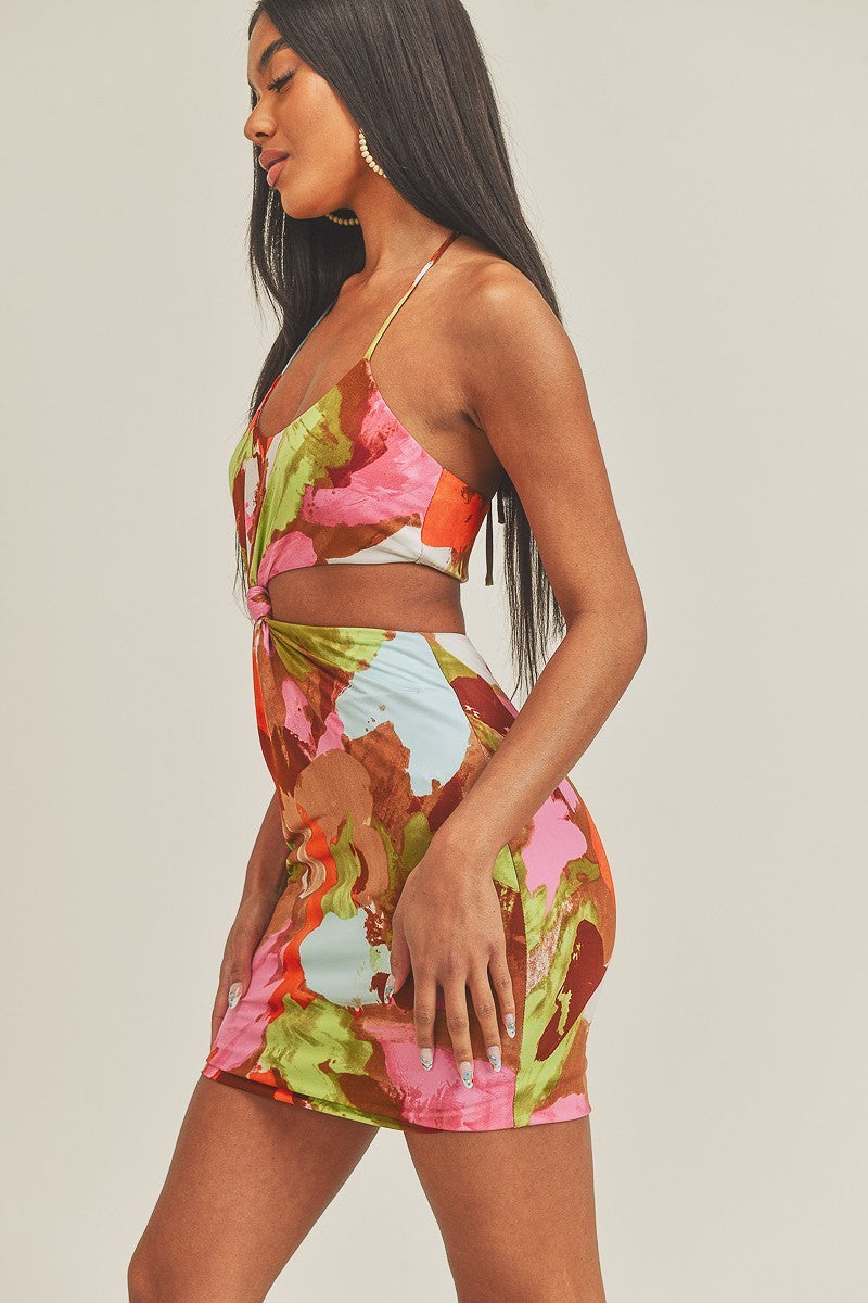 Island Cut Out Halter Dress