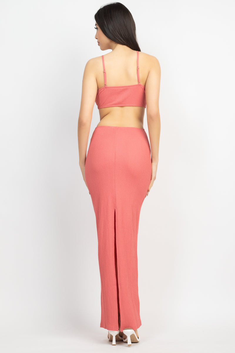 Cut-out V-neck Maxi Dress