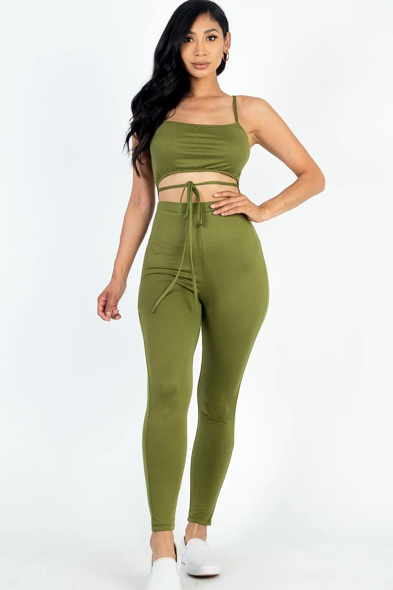 Solid Tie Front Cut Out Jumpsuit