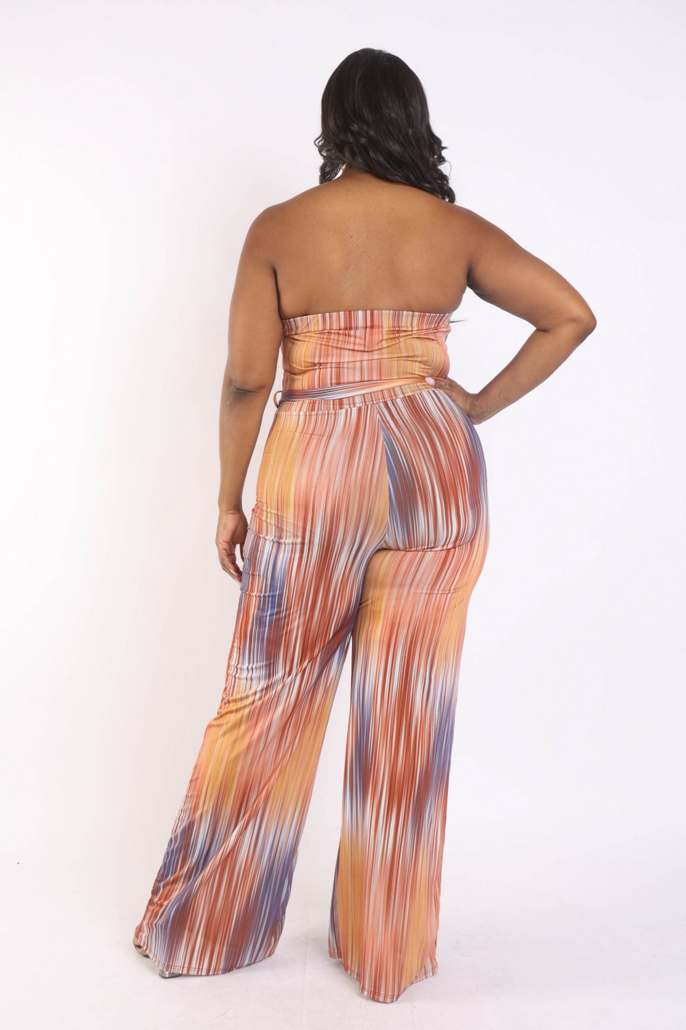 Printed Tube Jumpsuit With Belt