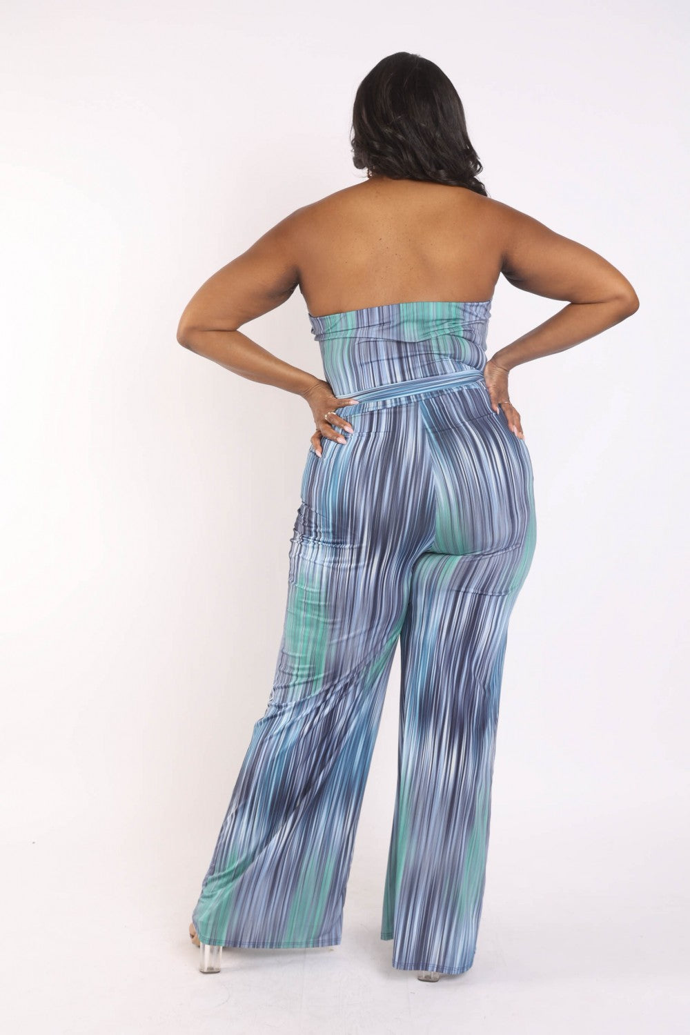 Printed Tube Jumpsuit With Belt